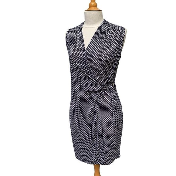 Ann Taylor Sleeveless Wrap Dress - XS - Black White Geometric Print - Picture 11 of 16